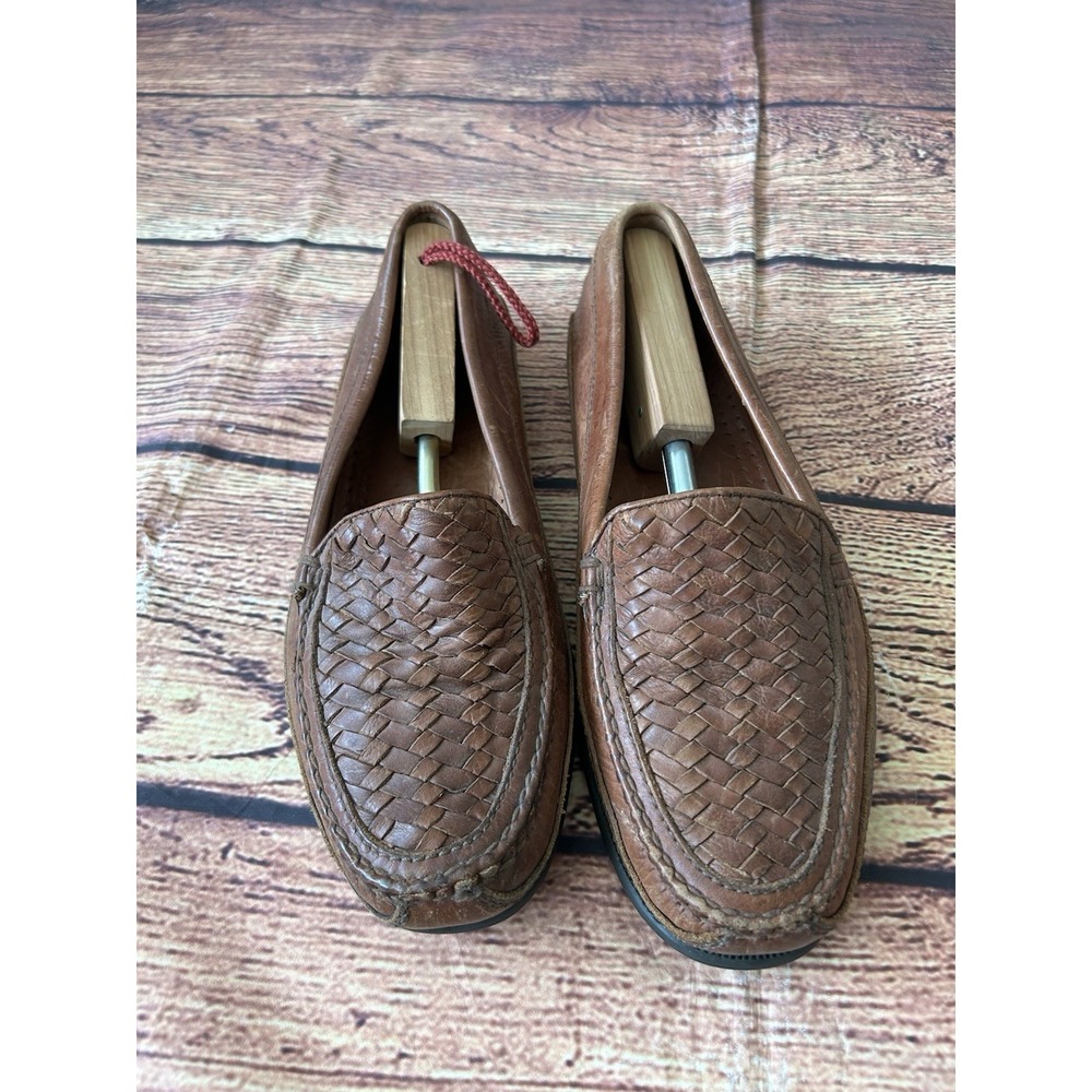 Johnston & Murphy Tidwell Woven Loafers Brown Sheepskin Men 11